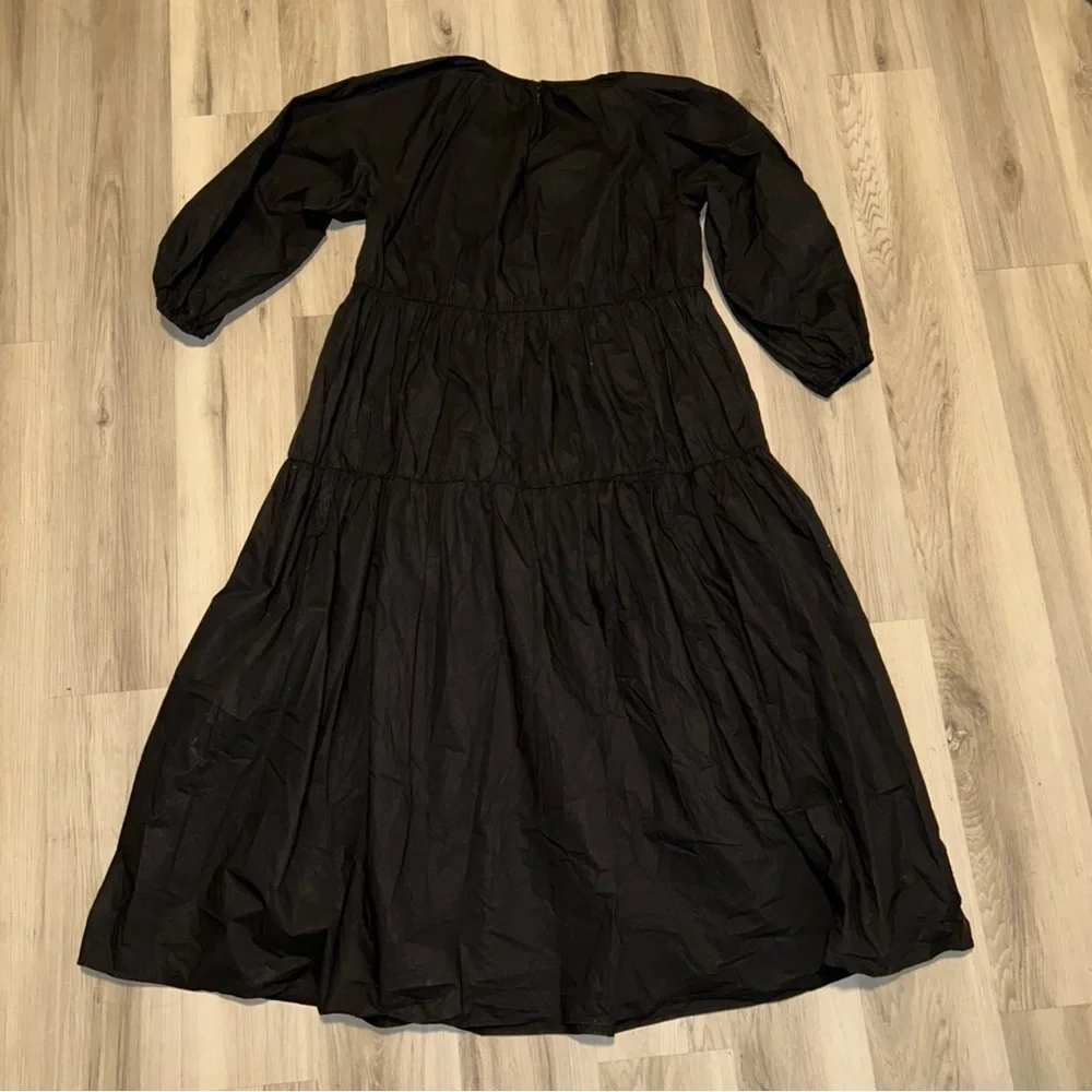 Zara Black maxi flowy ruffle Long Sleeve Dress - Picture 4 of 6